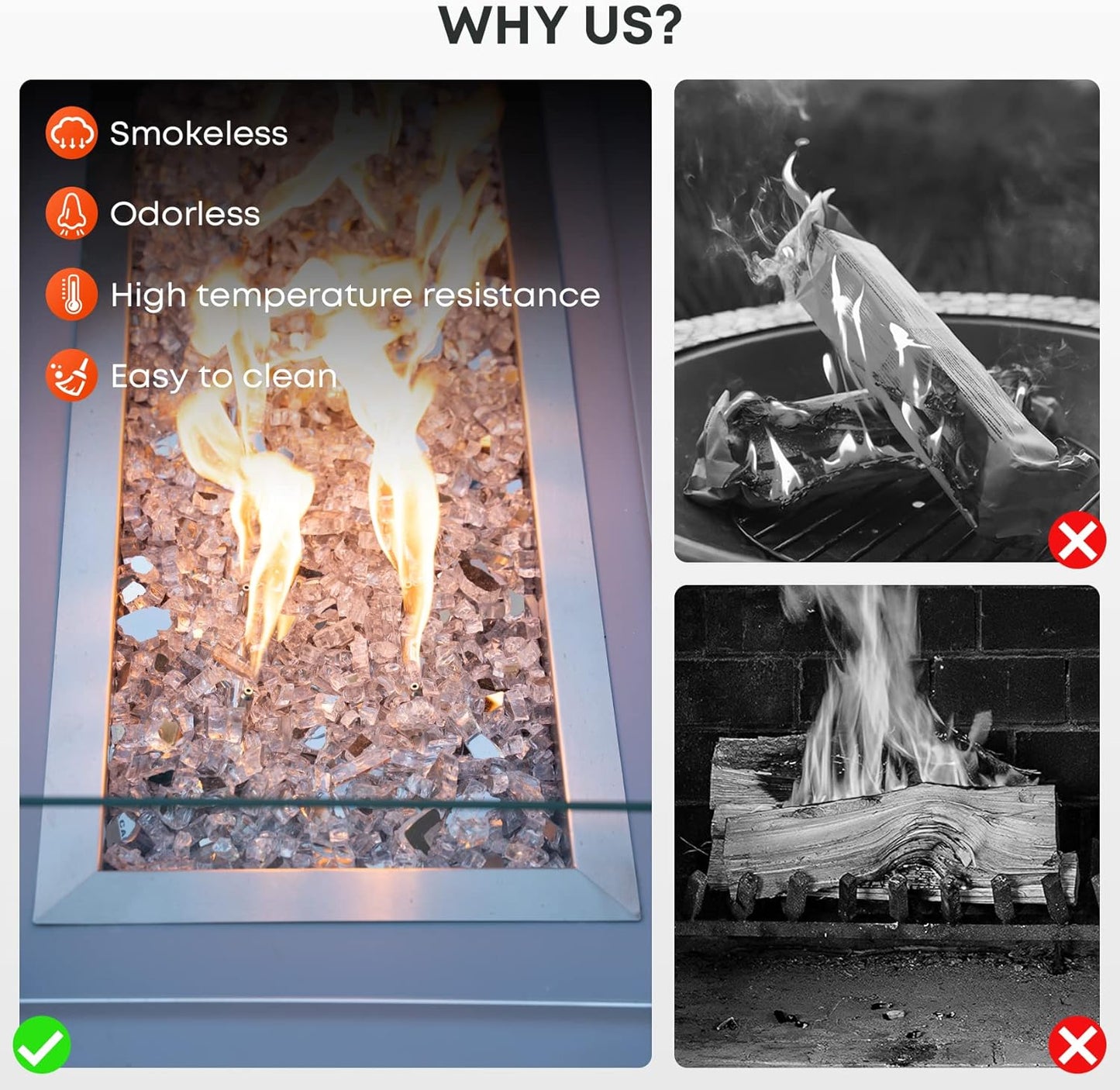 Stanbroil 10-Pound Fire Glass - 1/2 inch Reflective Tempered Fire Glass for Fireplace Fire Pit, Platinum Reflective