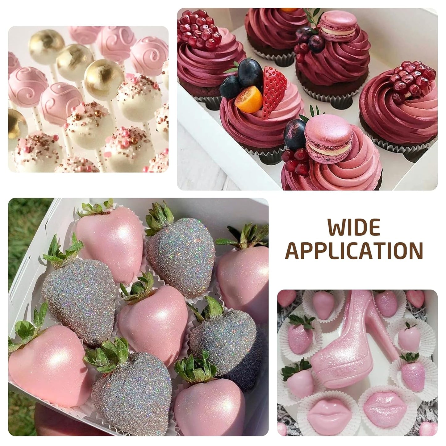 Edible Glitter Paint - 2 fl.oz Food Grade Metallic Glitter Cake Paint for Cake Decorating, Baking, Cupcakes - Shimmer Art Decorative Liquid Edible Paint Food Coloring for Fondant, Donuts (Pink)