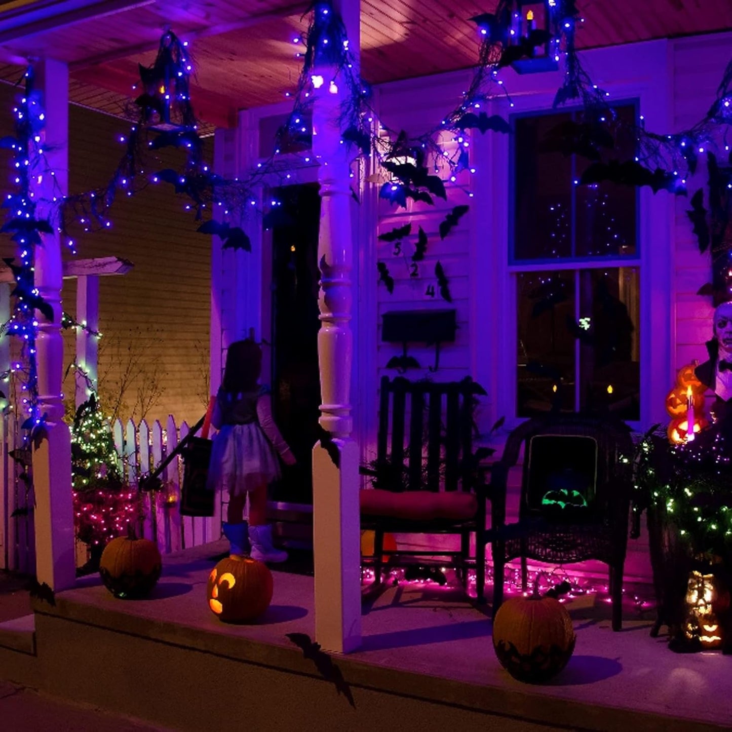Dazzle Bright Halloween Fairy String Lights, 20 FT 60 LED Copper Wire Battery Operated Waterproof Lights, Halloween Decorations for Indoor Home Room Outdoor Garden Patio Party Decor (Purple)