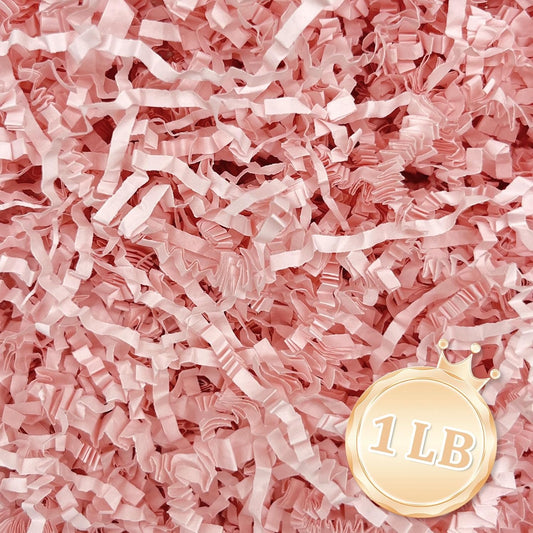 1 LB Light Pink Crinkle Cut Paper Shred Filler Great for Gift Wrapping, Light Pink Basket Fillers, Birthday, Gift Wrapping, Anniversary, Halloween Thanksgiving Christmas Party Decor Filling Supplies