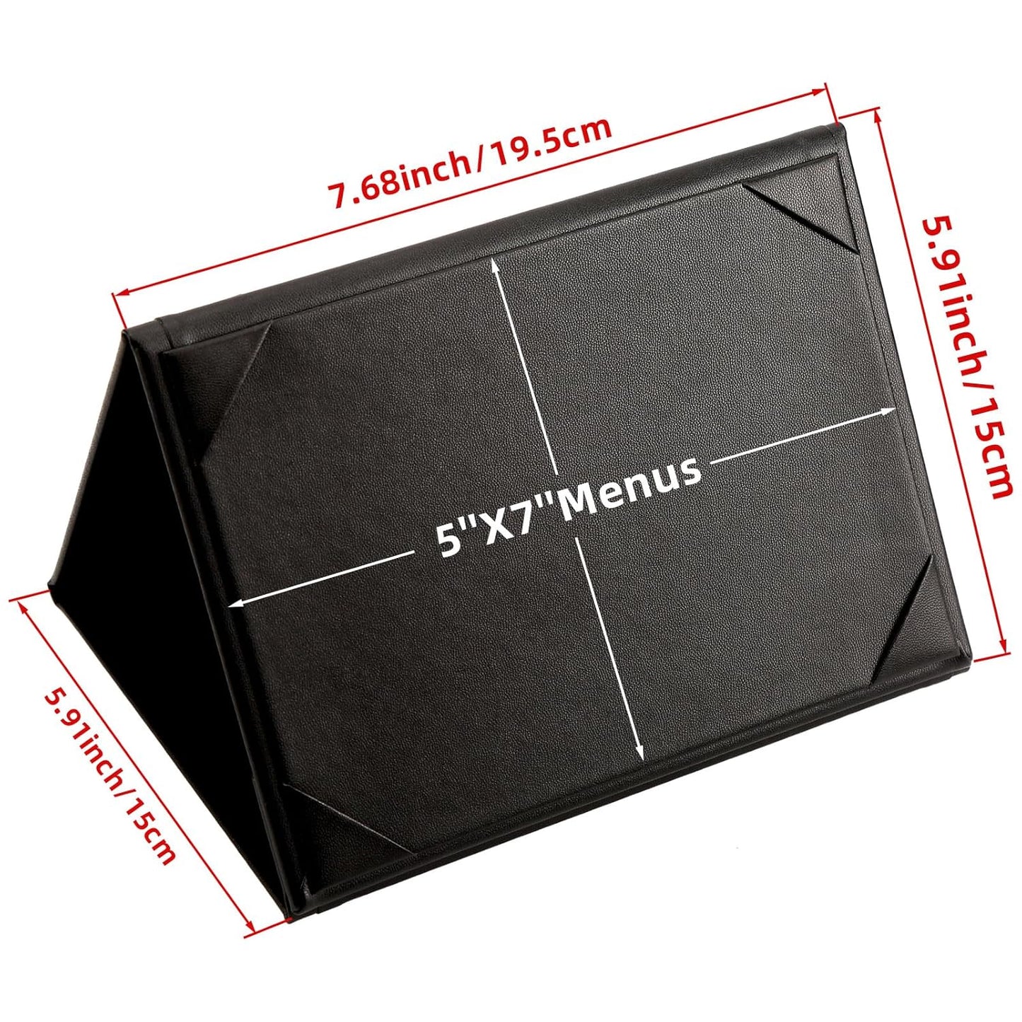 Menu Covers - Set of 10 Double-Sided Table Tent Cards for Restaurant, Dinner Party, and Bar Menus - Includes Bill Holder and Reserved Seating Signs - Easy to Clean and Foldable (10, 5"x7"Trifold)