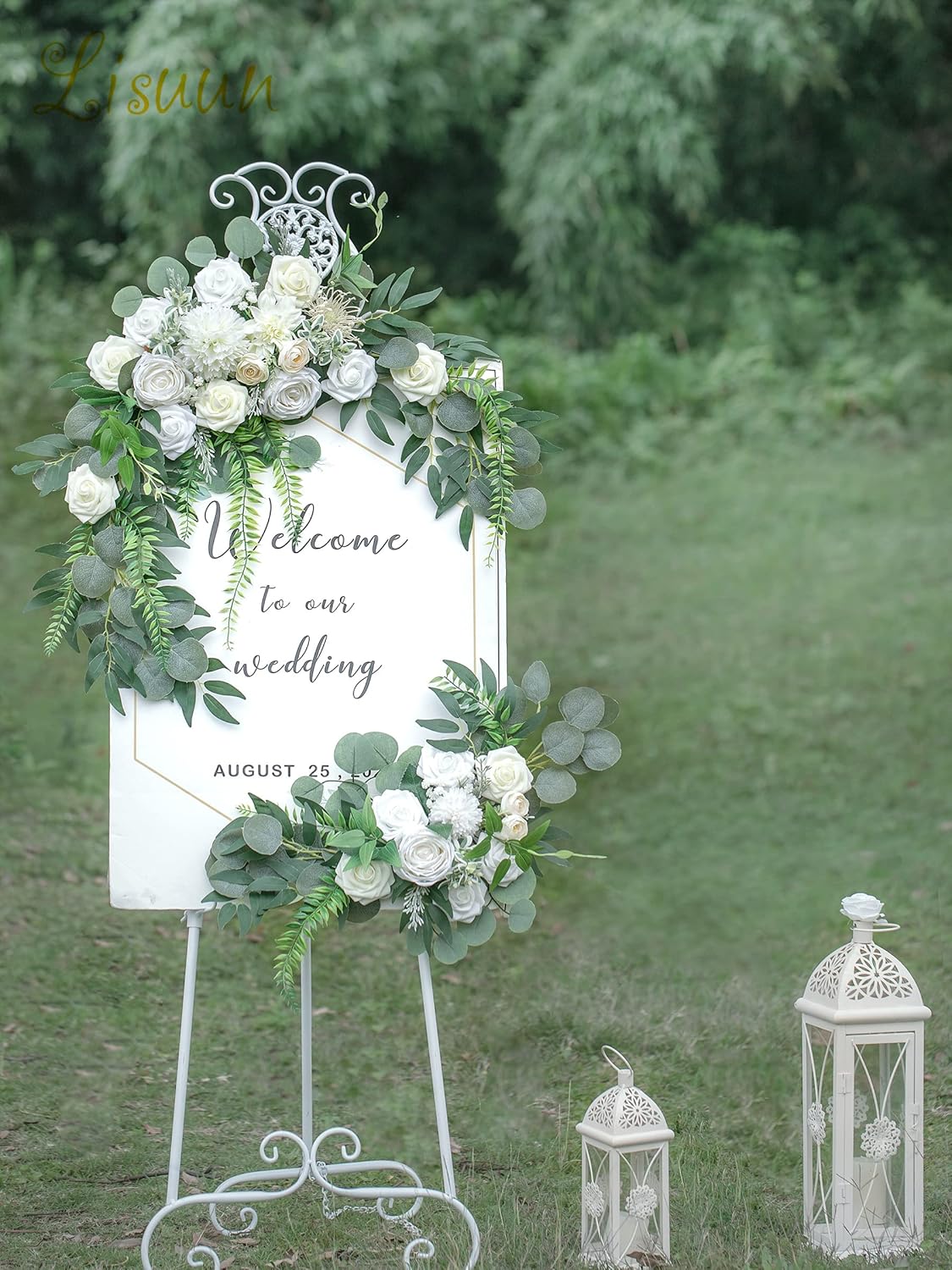 Wedding Arch Flowers, Artificial Flowers for Decoration, Large Flower Swag for Boho Styles Wedding Ceremony Floral Decor - Pack of 2