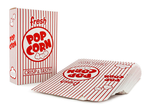 Snappy 3J Red & White Striped Close Top Popcorn Boxes for Movie Night Supplies, Popcorn Boxes Bulk 100 Count, Movie Night Popcorn Boxes 1.25 oz. Capacity, 4.625” x 2” x 7.5” Popcorn Containers