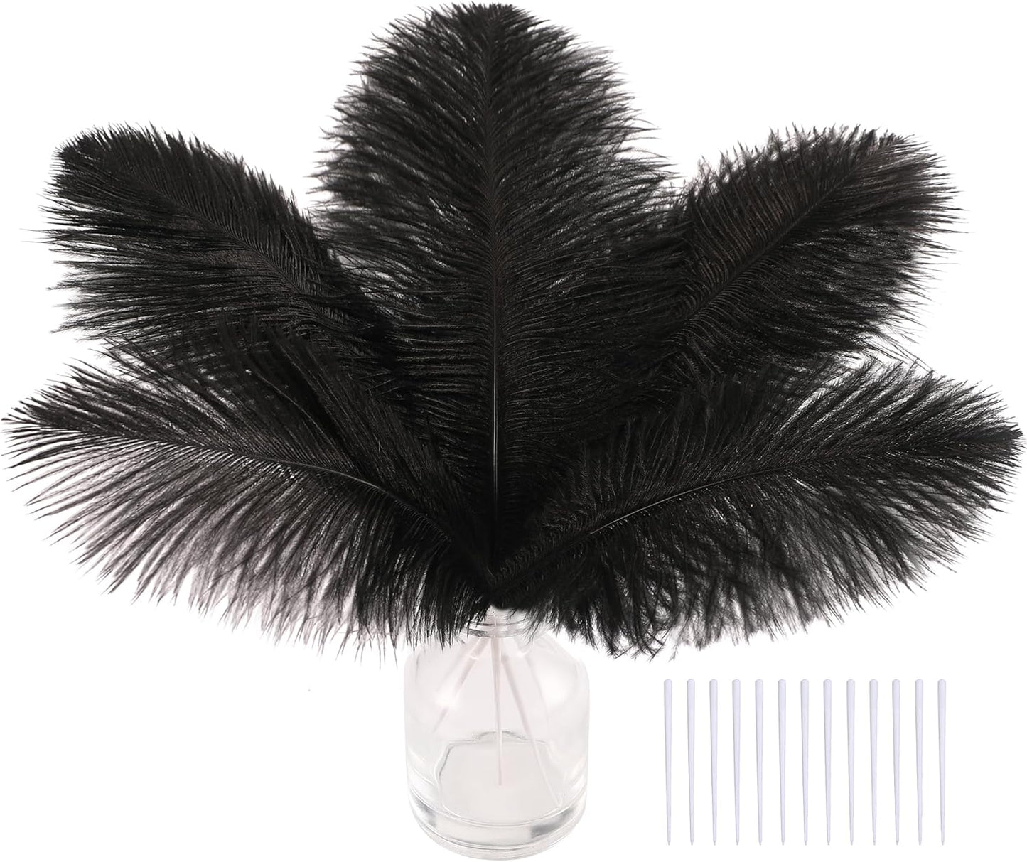 SOGUGOM Black Craft Ostrich Feathers - 30PCS 8-10 inch Ostrich Feathers Kit for Centerpieces, Kindergarten Crafts, Dream Catchers and DIY Projects(Black)
