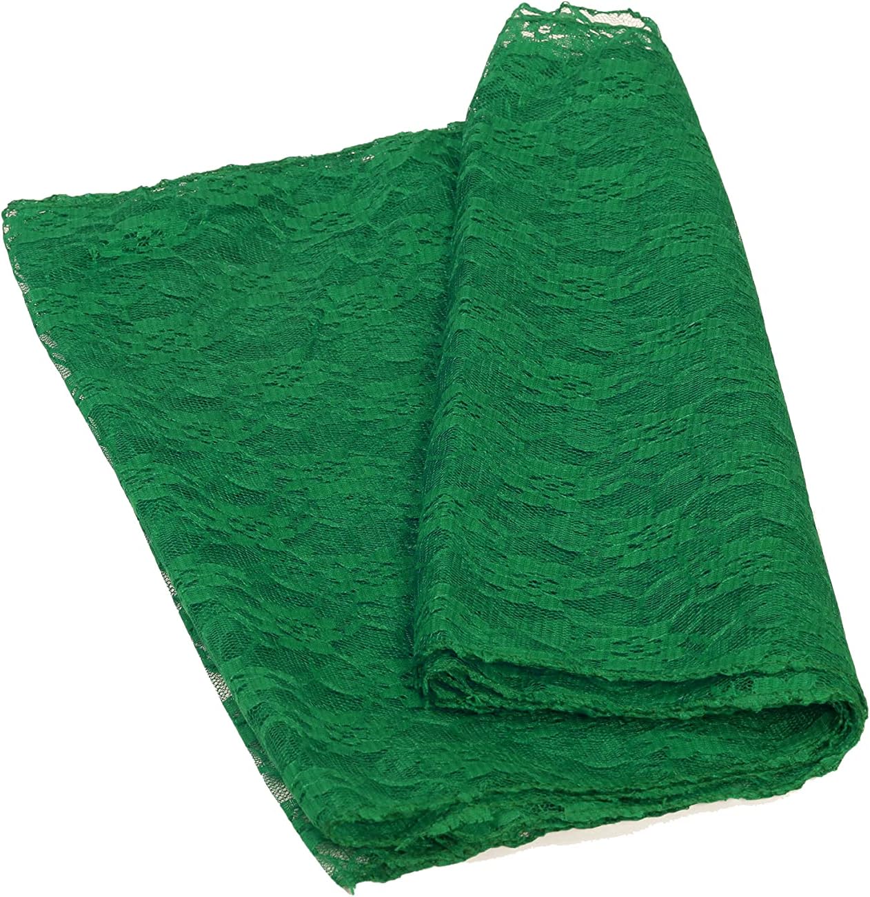 MDS Pack of 15 Wedding 12 x 108 inches Lace Table Runner for Wedding, Decorations for Birthday Parties, Banquets, Graduations, Engagements, and Runners fit Rectangle, Round Table- Hunter Green