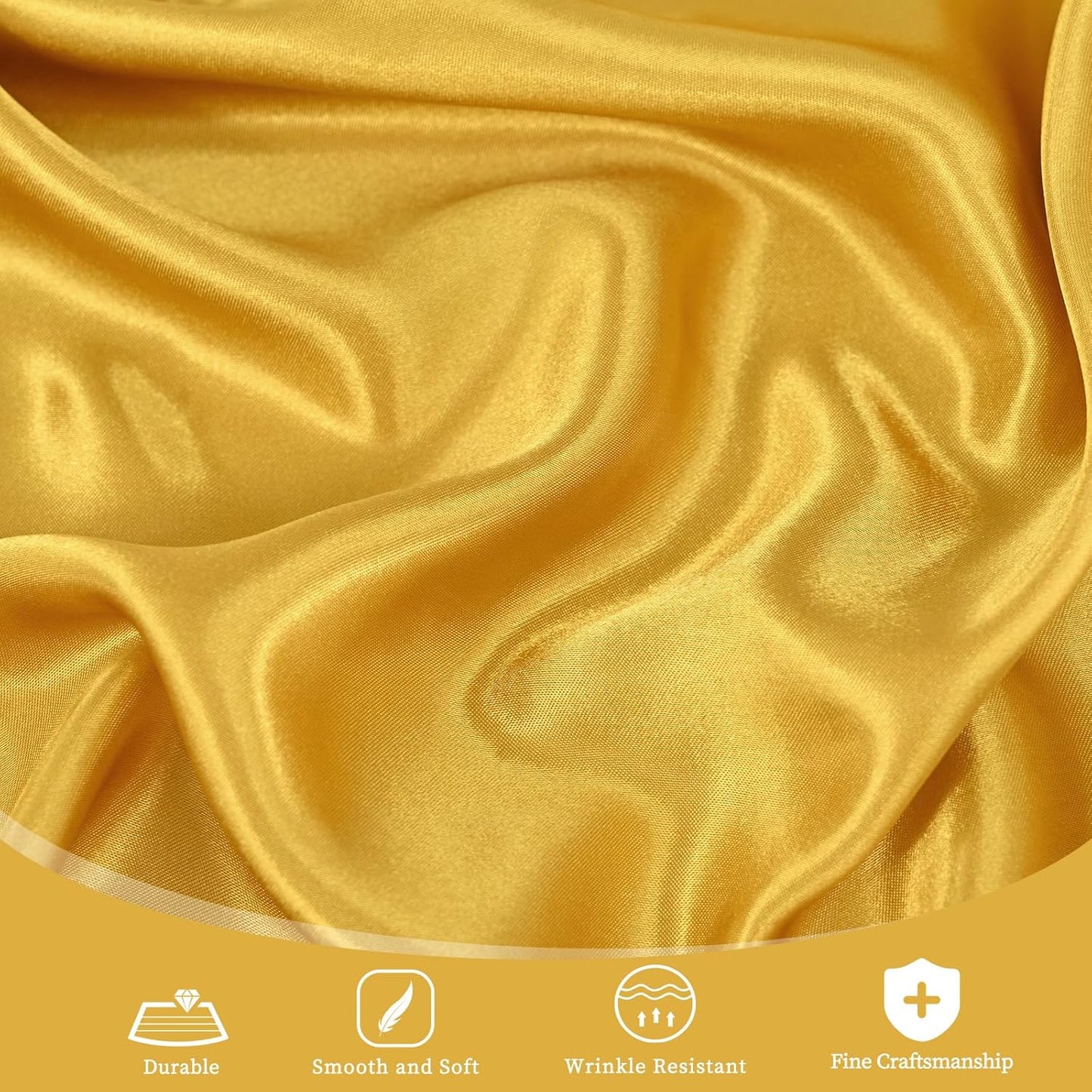 6 Pack 108 Inch Gold Satin Tablecloth - Premium Bright Silky Round Tablecloth Overlay Smooth Fabric Table Cover, Table Decoration for Wedding Party Banquet Events Restaurant Kitchen Dining