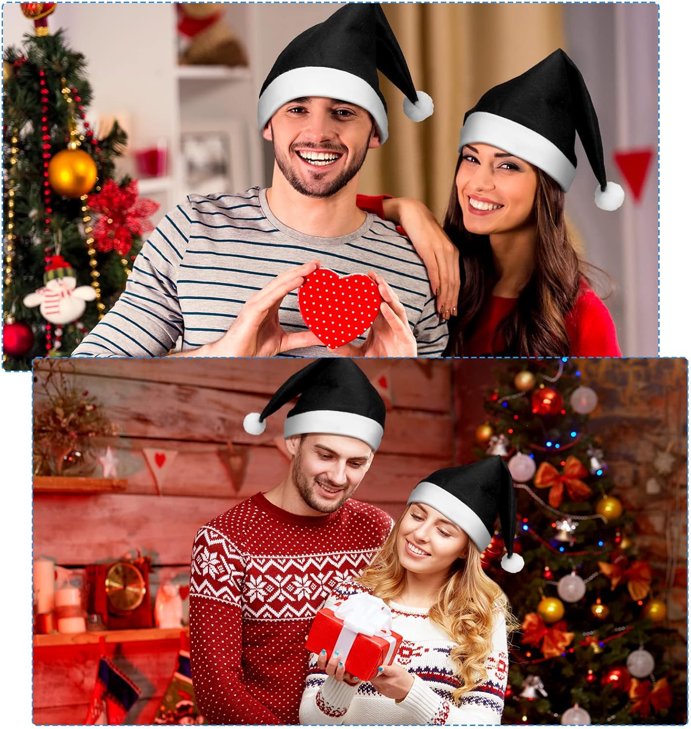 SATINIOR 12 Pieces Santa Hats Christmas Non Woven Fabric Hat for Holidays Xmas Party Supplies