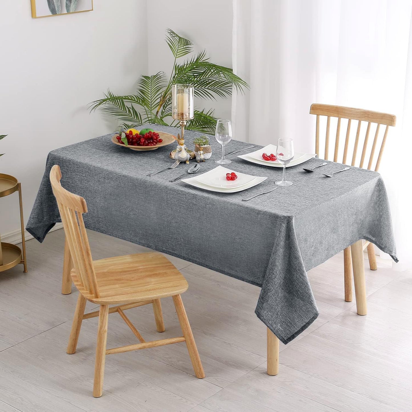 Hiasan Faux Linen Square Tablecloth - Wrinkle and Stain Resistant Washable Table Cloth for Kitchen Dining Room Holiday Table Cover for Party Dinner, Grey, 30 x 30 Inch