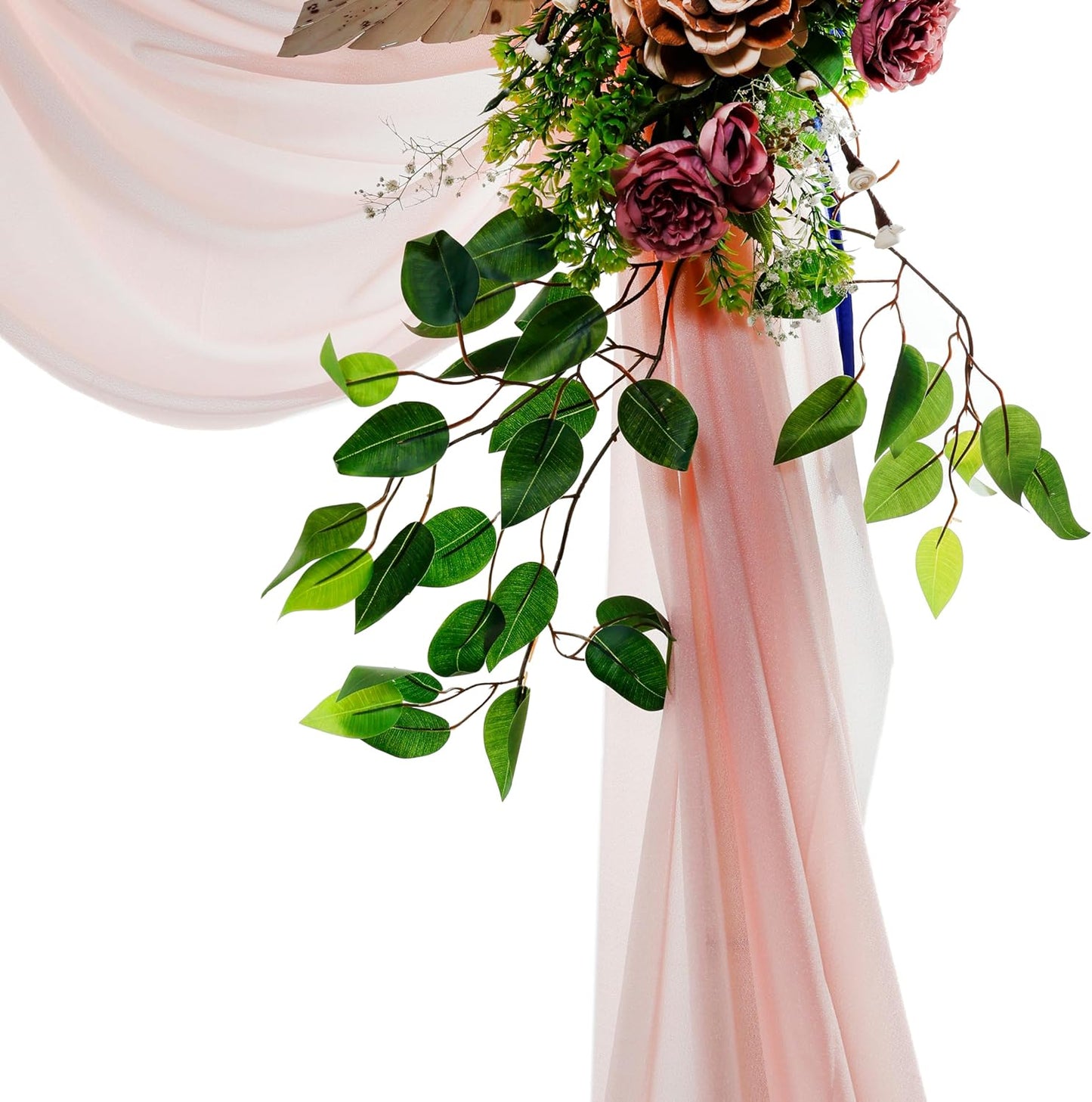 VDS Pack of 4 Panel (30 Inch X 20 Feet) Wedding Arch Draping Fabric Sheer Chiffon Fabric Drapery for Wedding Ceremony Reception Swag Backdrop Canopy Chuppah ARBO Altars Decoration (Dusty Rose)