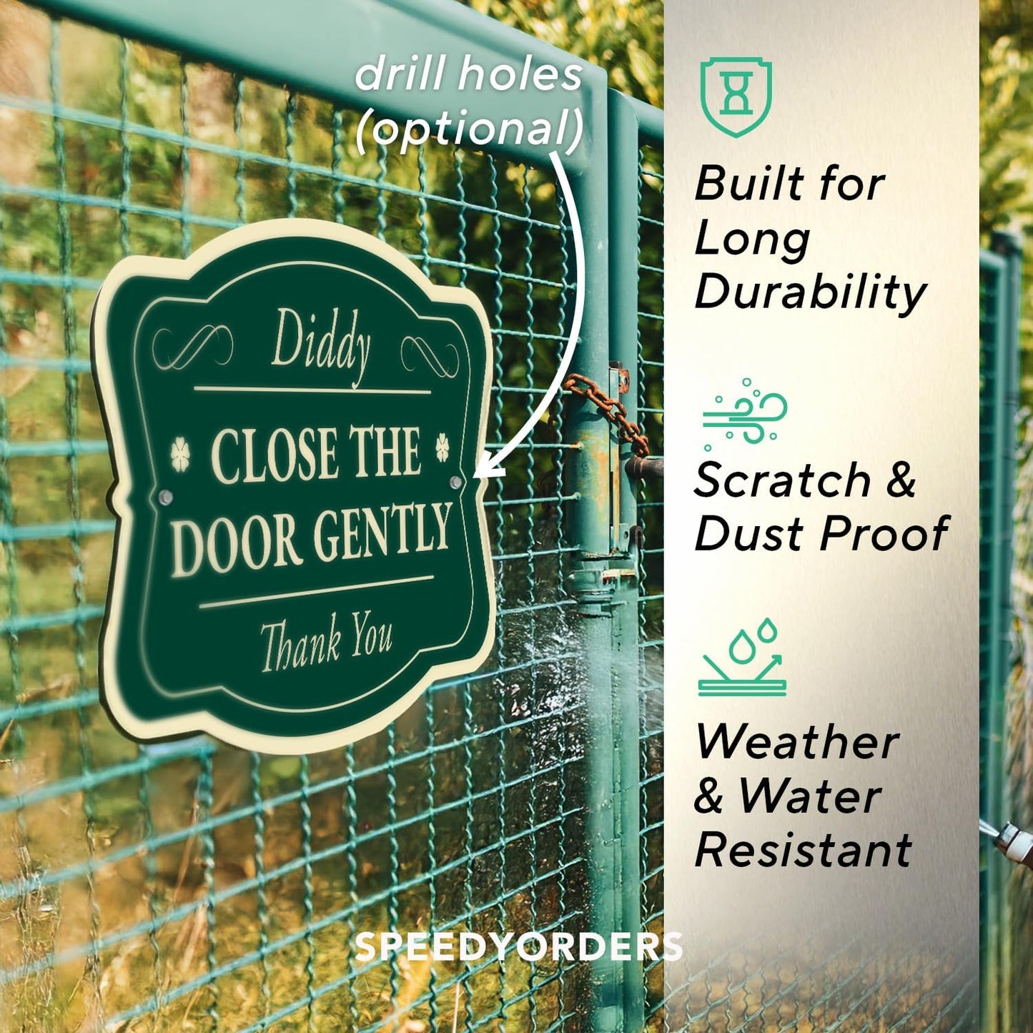 Custom Decorative Outdoor Metal Sign - Personalized Aluminum Driveway Sign, Waterproof, Made in USA - Design 3 Forest Green 12x8 In