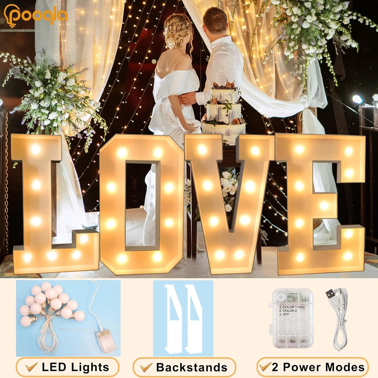 Pooqla 3FT Marquee Light Up Letters, LED Big Mosaic Marquee Letters 3 Feet, Giant LED Sign for Balloons Birthday Anniversary Wedding Party Decoration, Cool White and Warm White Letter R