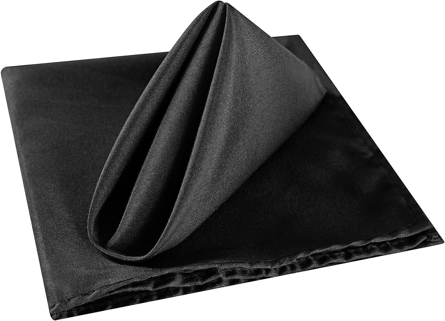 Cloth Napkins 20x20 inch Washable Polyester Dinner Napkins Soft Table Napkins for Wedding Party Dining Banquet(Black,12PCS)