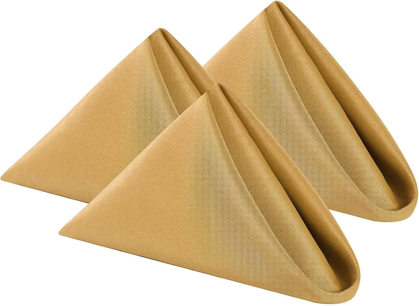 Cloth Napkins 20x20 inch Washable Polyester Dinner Napkins Soft Table Napkins for Wedding Party Dining Banquet(Gold,50PCS)