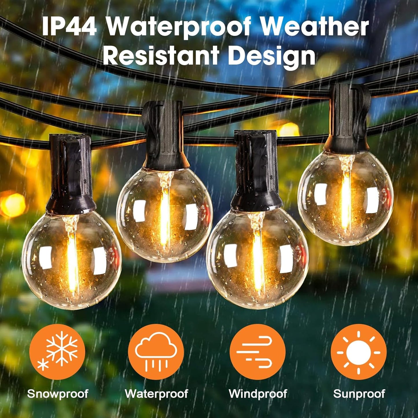 15 Pack G40 LED Replacement Light Bulbs for String Lights, Dimmable E12 Base Shatterproof Bulbs, 0.6W Equal to 5W, Warm White 2200K, Not Solar