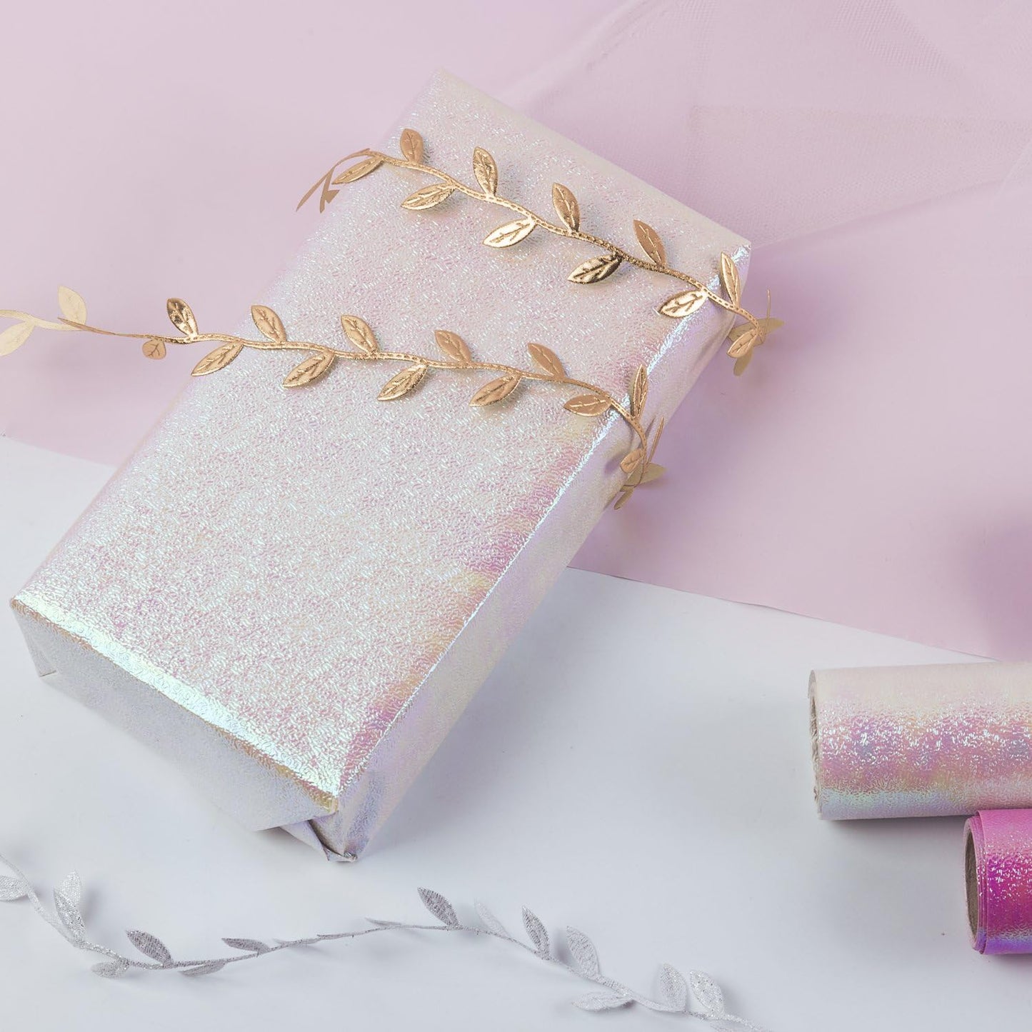 WRAPAHOLIC Wrapping Paper Roll - Pink/White/Purple Rainbow Color for Birthday, Wedding, Mother's Day, Valentine's Day, Holiday, Baby Shower Wrap - 3 Rolls - 30 inch X 120 inch Per Roll