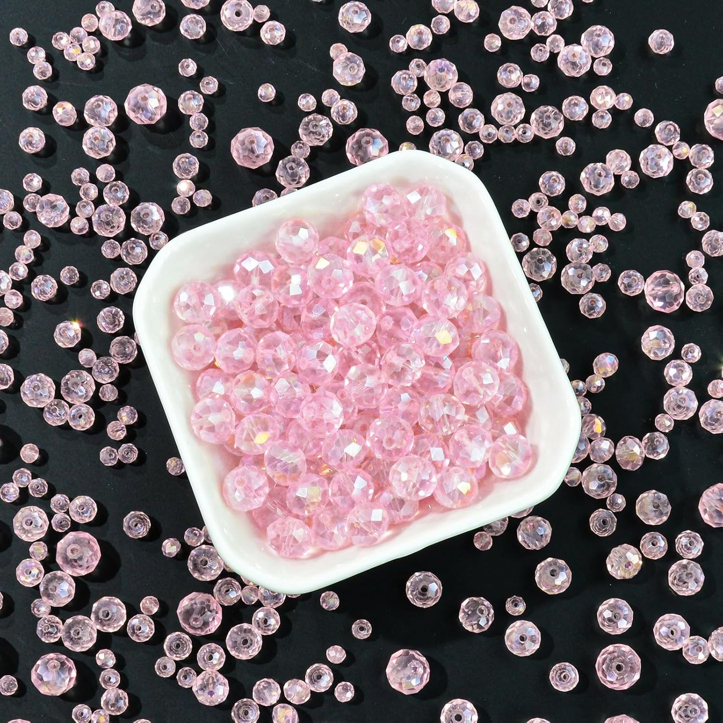 220Pcs 10mm Crystal Glass Beads for Jewelry Making Beads for Bracelets Necklace Pendants Making Supplies(Pink)