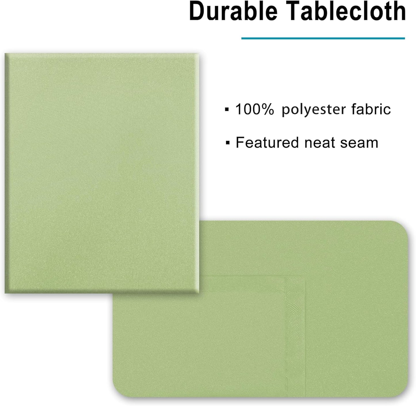 Hiasan Light Sage Square Tablecloth - Waterproof and Spillproof Washable Fabric Table Cloth for Dining Room Kitchen, 60 x 60 Inch