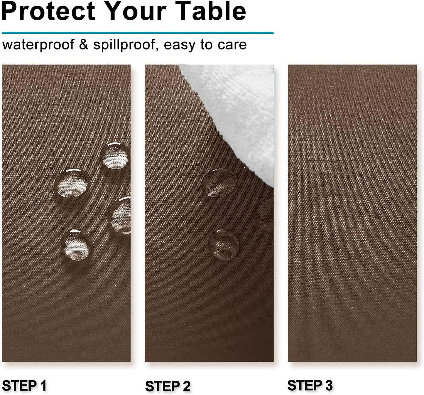Hiasan Small Tablecloth for Square Tables - Waterproof and Spillproof Washable Fabric Table Cloth for Dining Room Kitchen Party (Tan, 40 x 40 Inch)