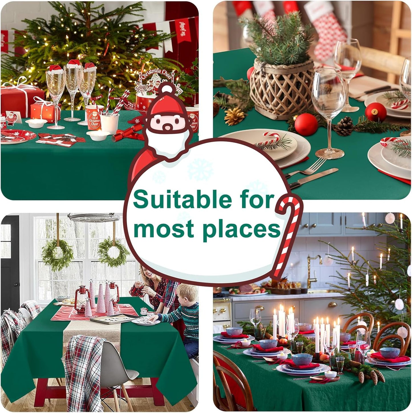 Hiasan Tablecloth for Rectangle Tables -Waterproof Spillproof & Wrinkle Resistant Washable Polyester Table Cloth for Dining/Party/Outdoor Picnic, Emerald Green, 70 x 140 inch