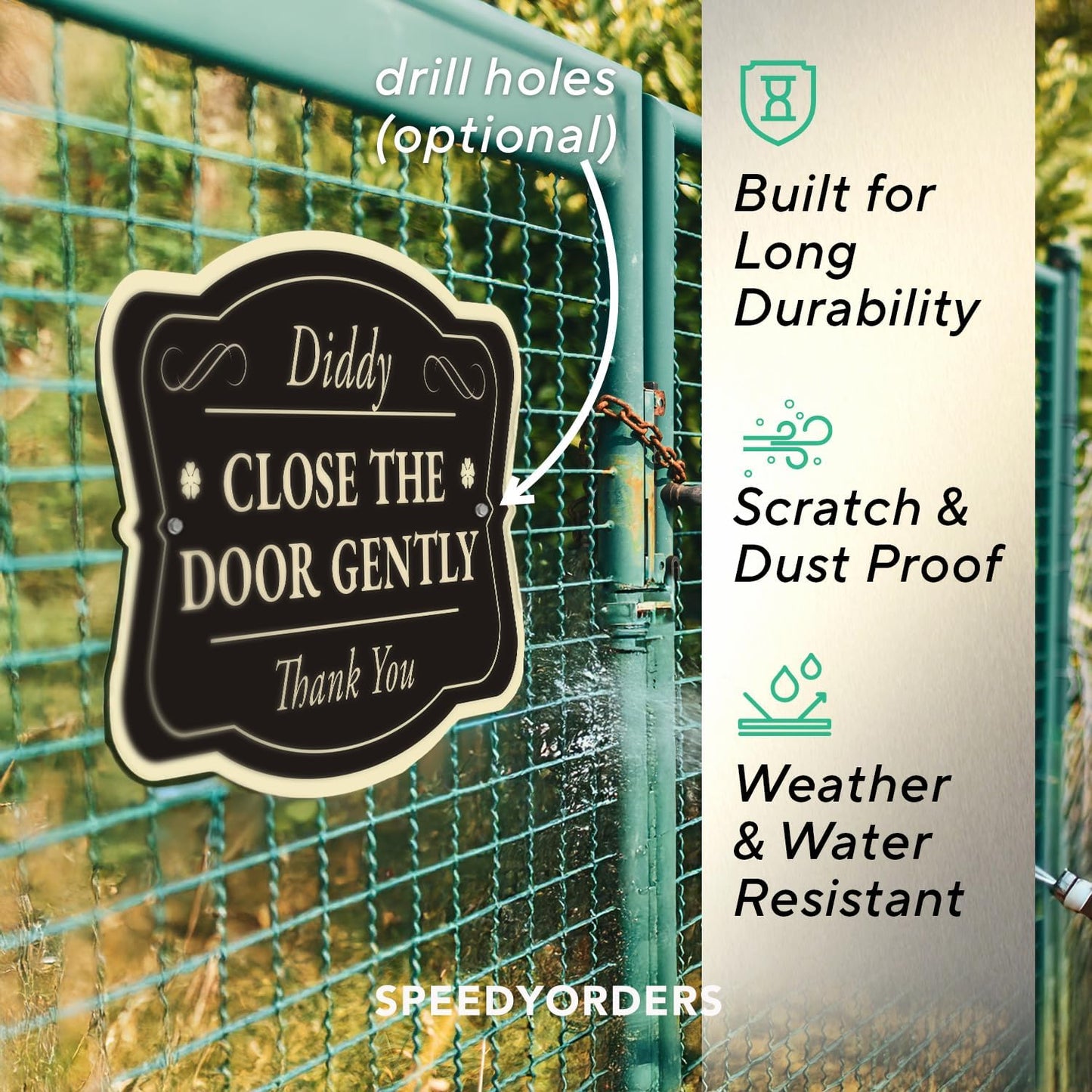 Custom Decorative Outdoor Metal Sign - Personalized Aluminum Driveway Sign, Waterproof, Made In USA - Design 3 Black Charcoal 10x7 In