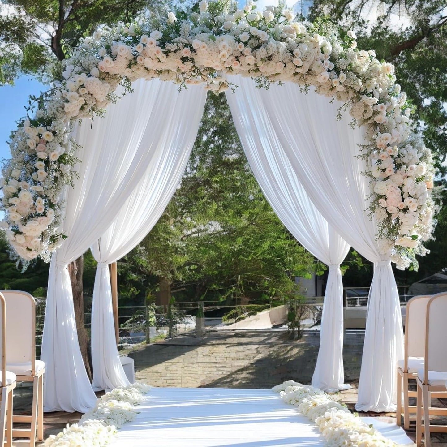 MDS Halloween Chiffon Draping Fabric - 1 Panel, 30" Wide x 30ft Long - Sheer Spooky Arbor & Canopy Drapery for Haunted House Backdrops, Party Ceilings, DIY Costumes & Themed Events - White