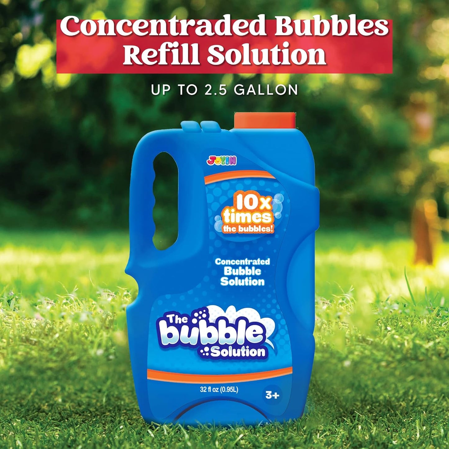 JOYIN 32 OZ Concentrated Bubble Solution for Bubble Machines (Up to 2.5 Gallons), Concentrated Solution Refills for Machine, Wands, Blower, Easter, Kids, Parties