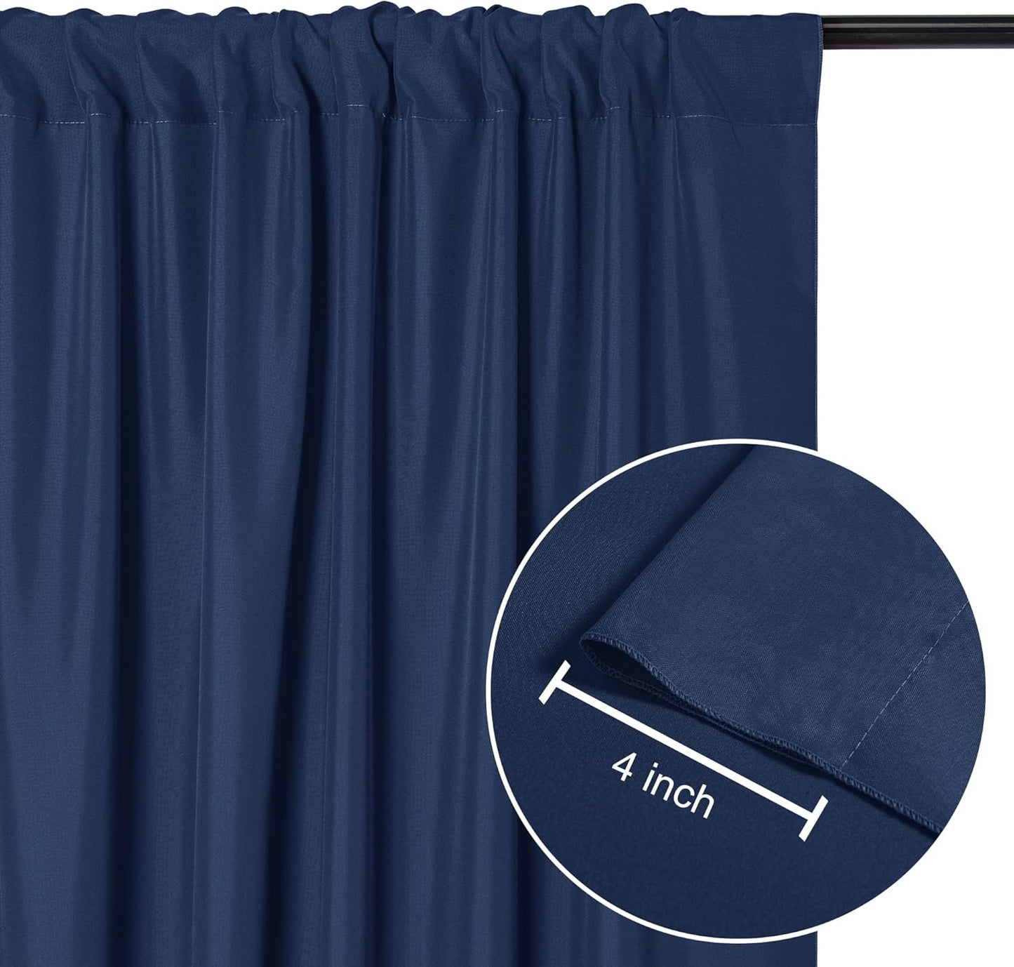 DWCN 10x8 FT Navy Blue Backdrop Curtains for Parties, Photography Backdrop Drapes with Rod Pockets for Wedding Decorations Stage Birthday Family Gatherings, 2 Panels 5ft x 8ft