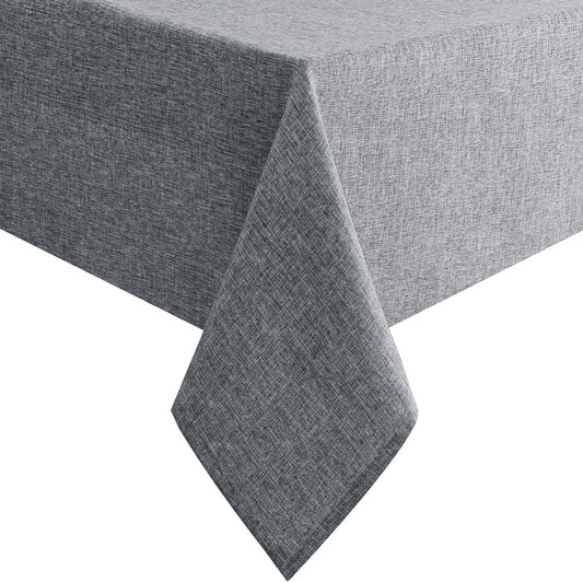 Hiasan Faux Linen Rectangle Tablecloth - Wrinkle and Stain Resistant Washable Table Cloth for Kitchen Dining Room Holiday Table Cover for Party Dinner, Grey, 90 x 156 Inch
