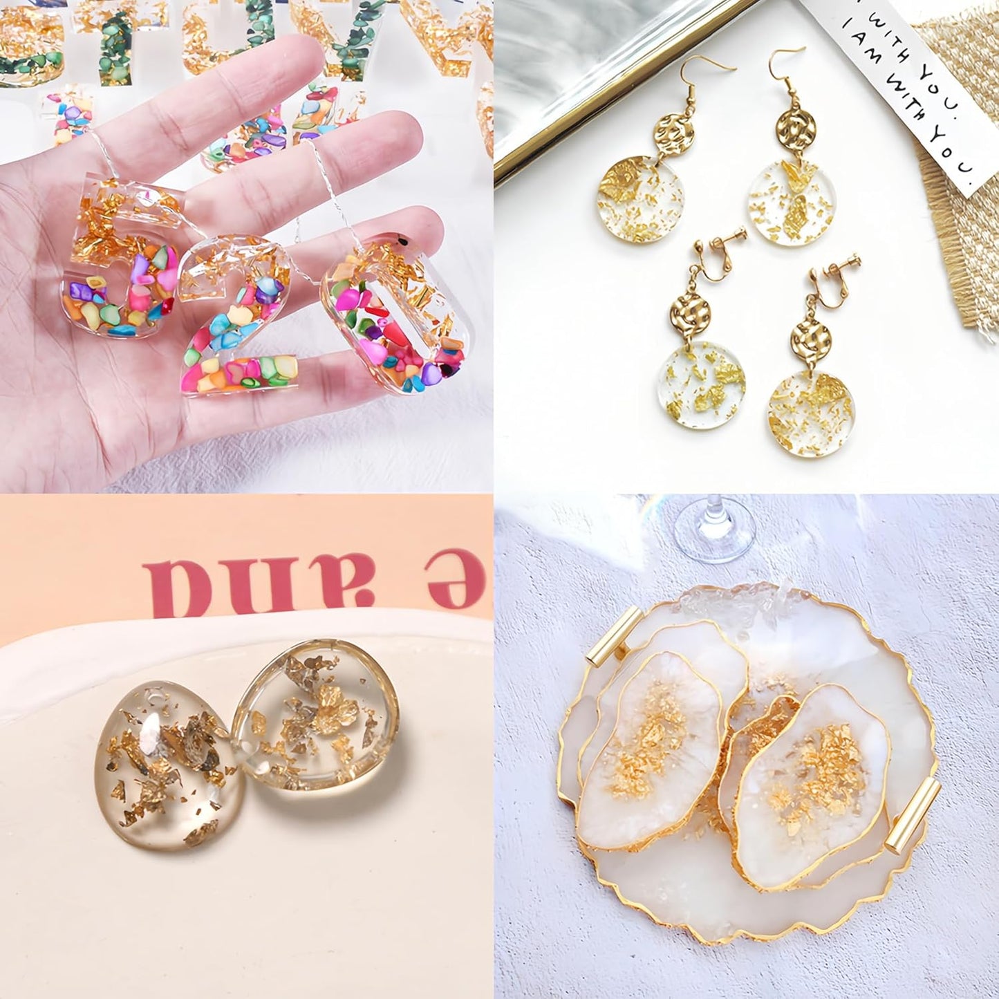 Joyzan Gold Flakes, Gold Foil Leaf Decoration Imitation Metallic Chocolates Baking Sheet Cake Decor Tweezers Resin Cooking Dessert Makeup Nail Art DIY Craft Jewelry Making Painting Slime 20g 2 Bottles