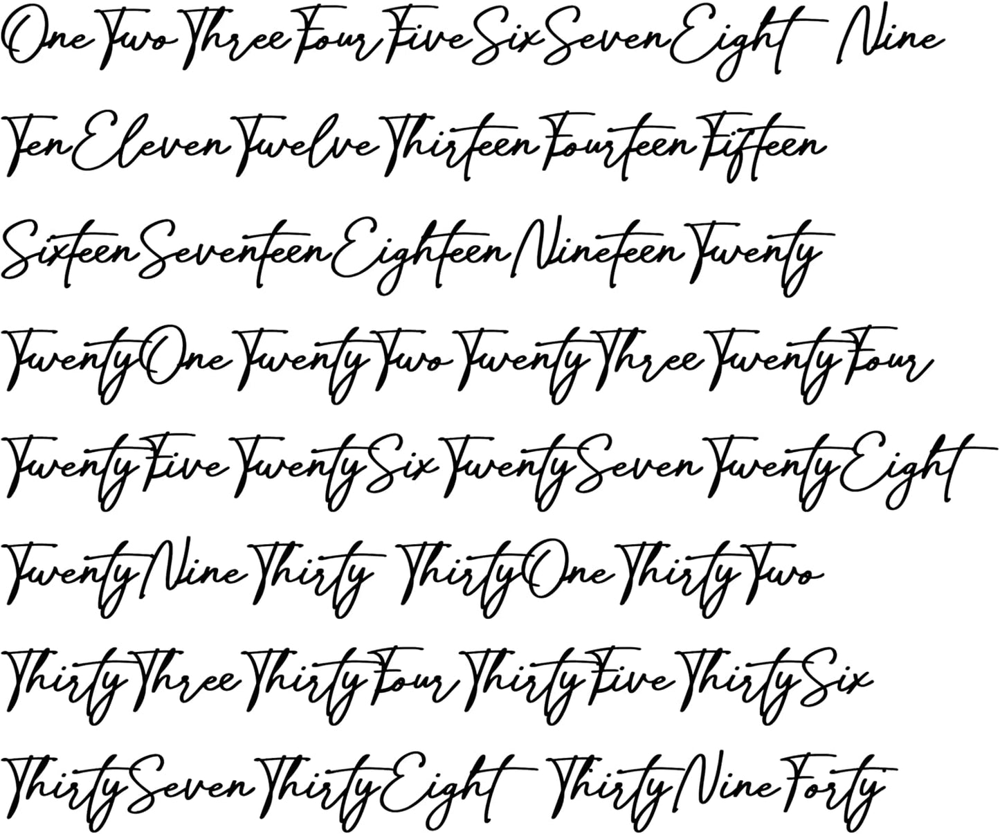 Cursive Wedding Table Number SET, DIY thin modern Black or White acrylic cutouts with silicone glue included. Words only, no backing (One - Five, Gloss White)