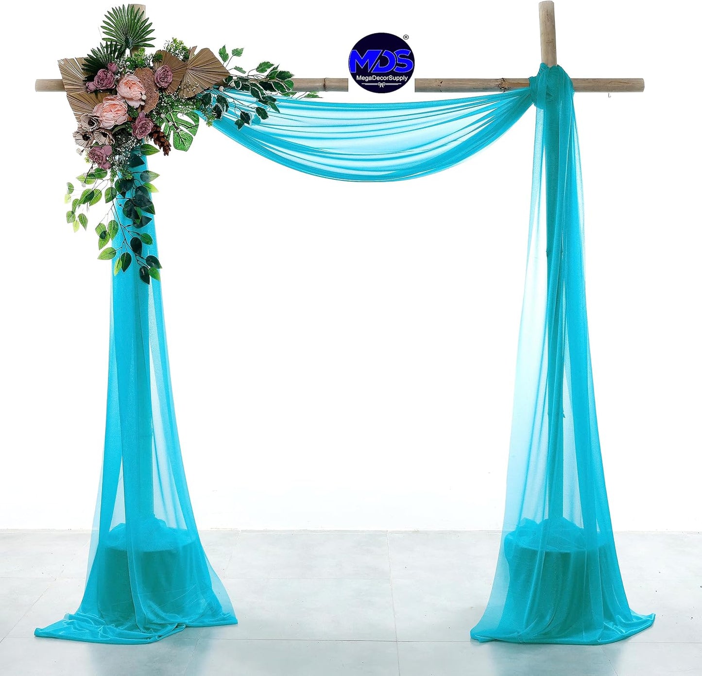 MDS Halloween Chiffon Draping Fabric - 2 Panel, 30" Wide x 75ft Long - Sheer Spooky Arbor & Canopy Drapery for Haunted House Backdrops, Party Ceilings, DIY Costumes & Themed Events - Peacock Blue