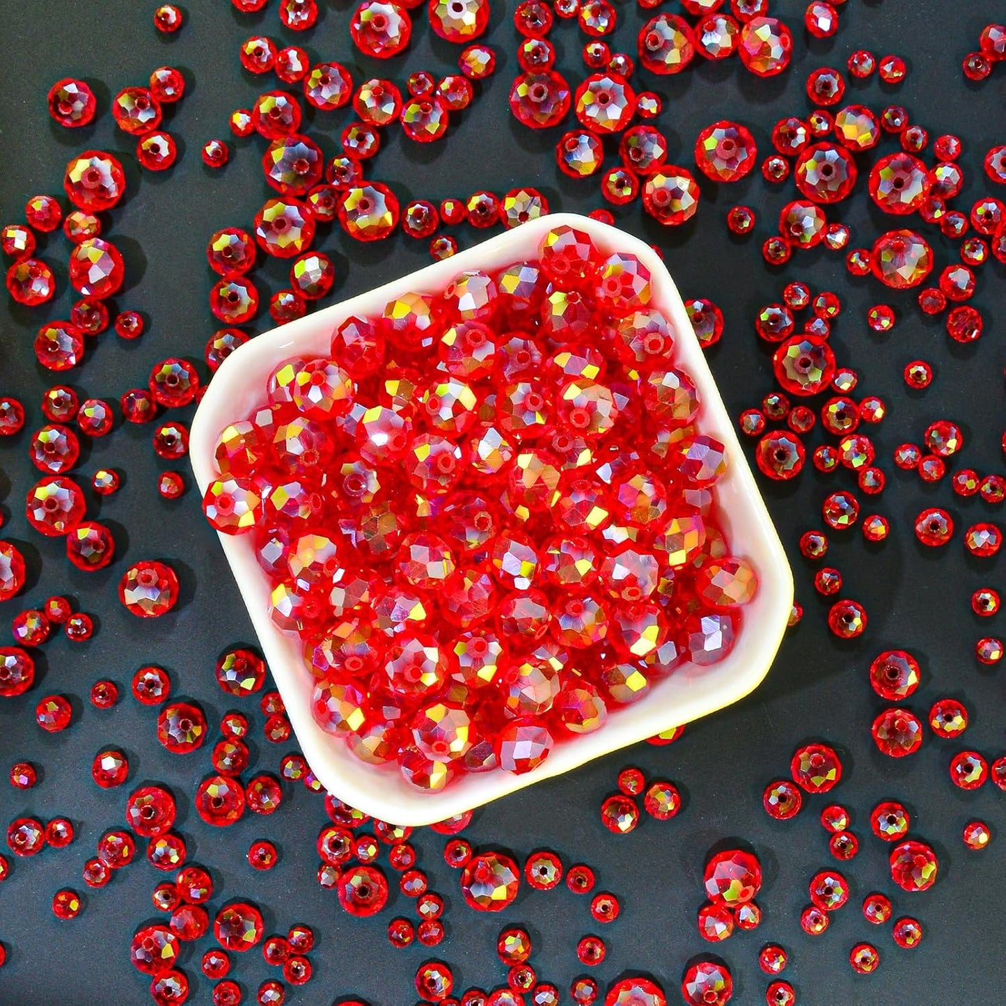 1200Pcs 4mm Crystal Glass Beads for Jewelry Making Beads for Bracelets Necklace Pendants Making Supplies(Red)