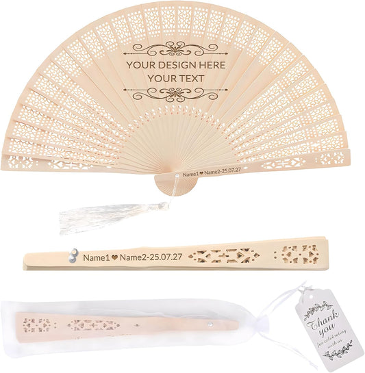 20 PCS Custom Fans Personalized Folding Fans for Line Dancing Wooden Hand Fan Wedding Favors Gift for Guests Personalized Fans for Events