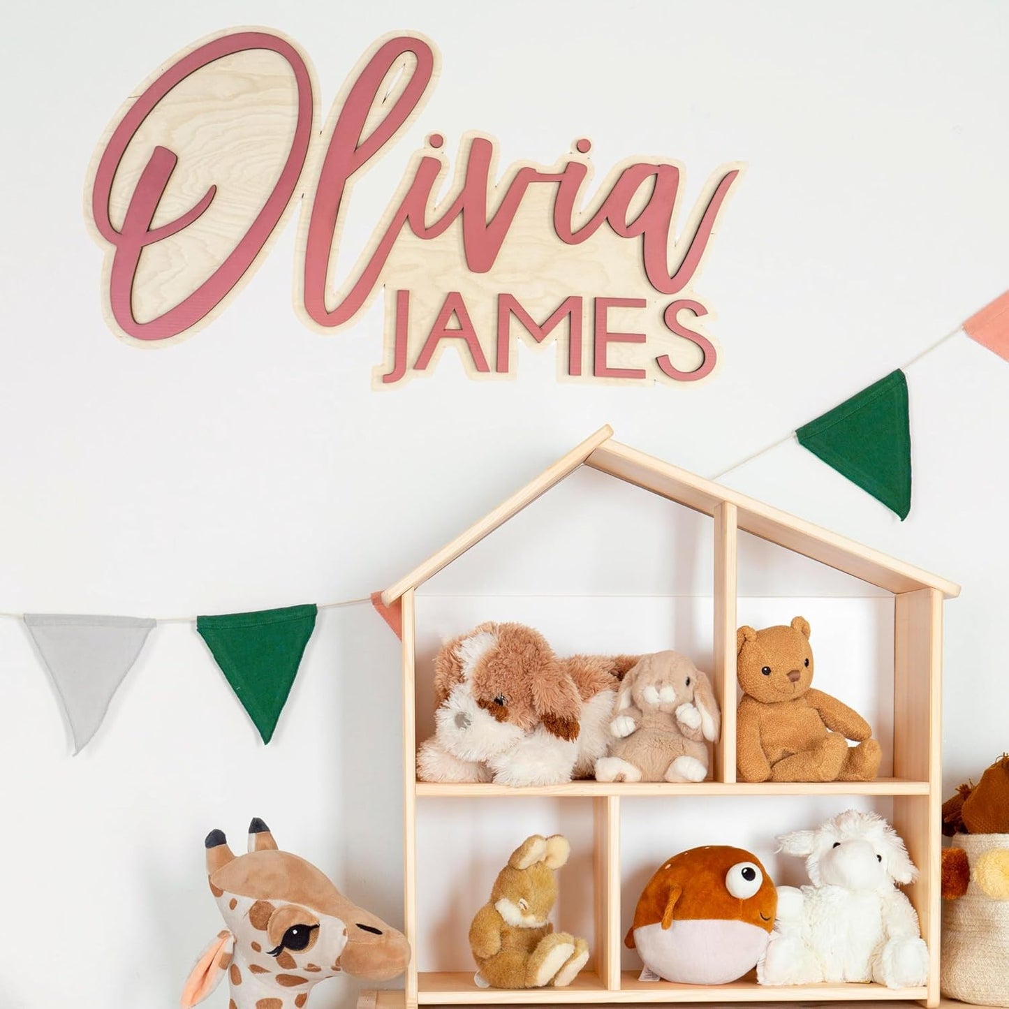 Personalized Name Sign - Custom Wood Name Sign - Nursery Name Sign For Boys Girls - Baby Name Signs For Nursery - Baby Name Wall Decor - Baby Shower Gifts - Jungle Nursery Decor
