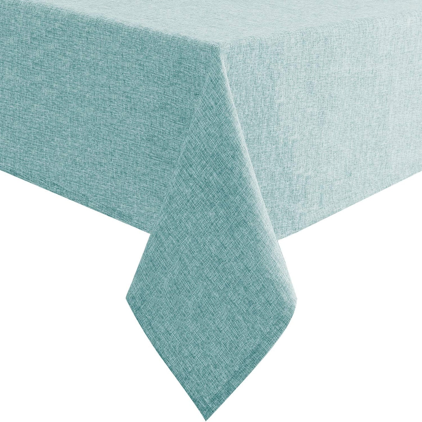 Hiasan Faux Linen Rectangle Tablecloth - Wrinkle and Stain Resistant Washable Table Cloth for Kitchen Dining Room Holiday Table Cover for Party Dinner, Aqua, 60 x 84 Inch
