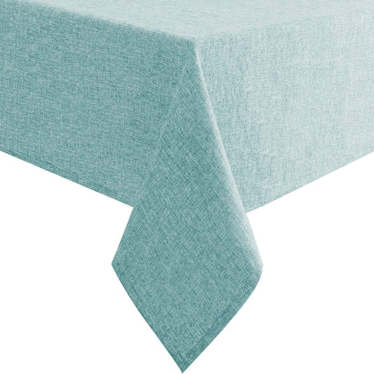 Hiasan Faux Linen Rectangle Tablecloth - Wrinkle and Stain Resistant Washable Table Cloth for Kitchen Dining Room Holiday Table Cover for Party Dinner, Aqua, 60 x 84 Inch