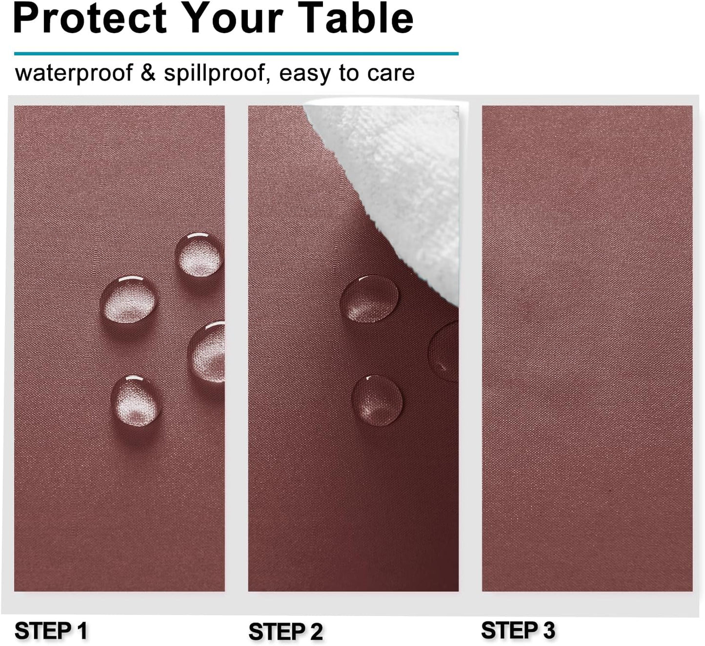 Hiasan Dusty Rose Tablecloth for Rectangle Tables - Waterproof Washable Polyester Fabric Table Cloth for Buffect Dining Birthday Party, 54 x 108 Inch