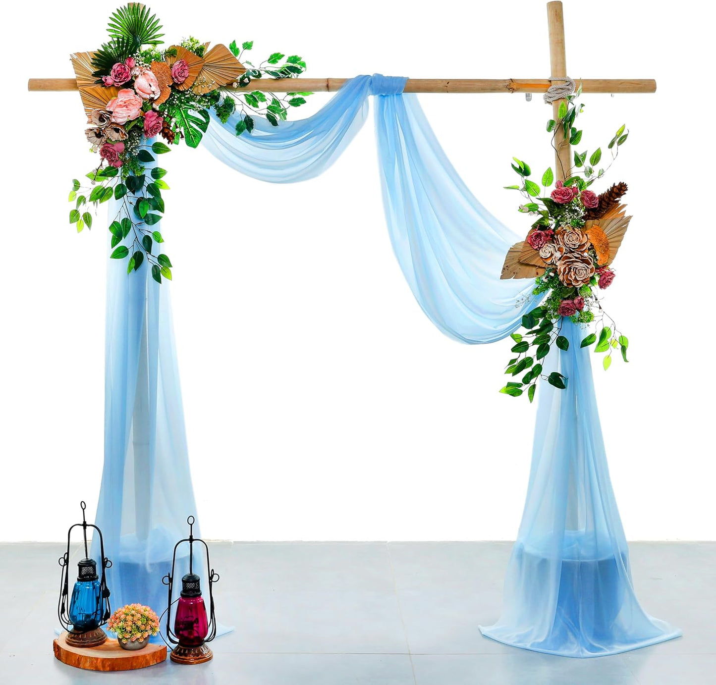 VDS Pack of 1 Panel (30 Inch X 100 Feet) Wedding Arch Draping Fabric Sheer Chiffon Fabric Drapery for Wedding Ceremony Reception Swag Backdrop Canopy Chuppah ARBO Altars Decoration (Turquoise)