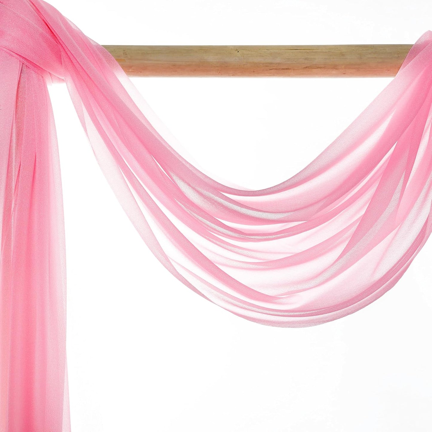 VDS Pack of 2 Panel (30 Inch X 20 Feet) Wedding Arch Draping Fabric Sheer Chiffon Fabric Drapery for Wedding Ceremony Reception Swag Backdrop Canopy Chuppah ARBO Altars Decoration (Coral)