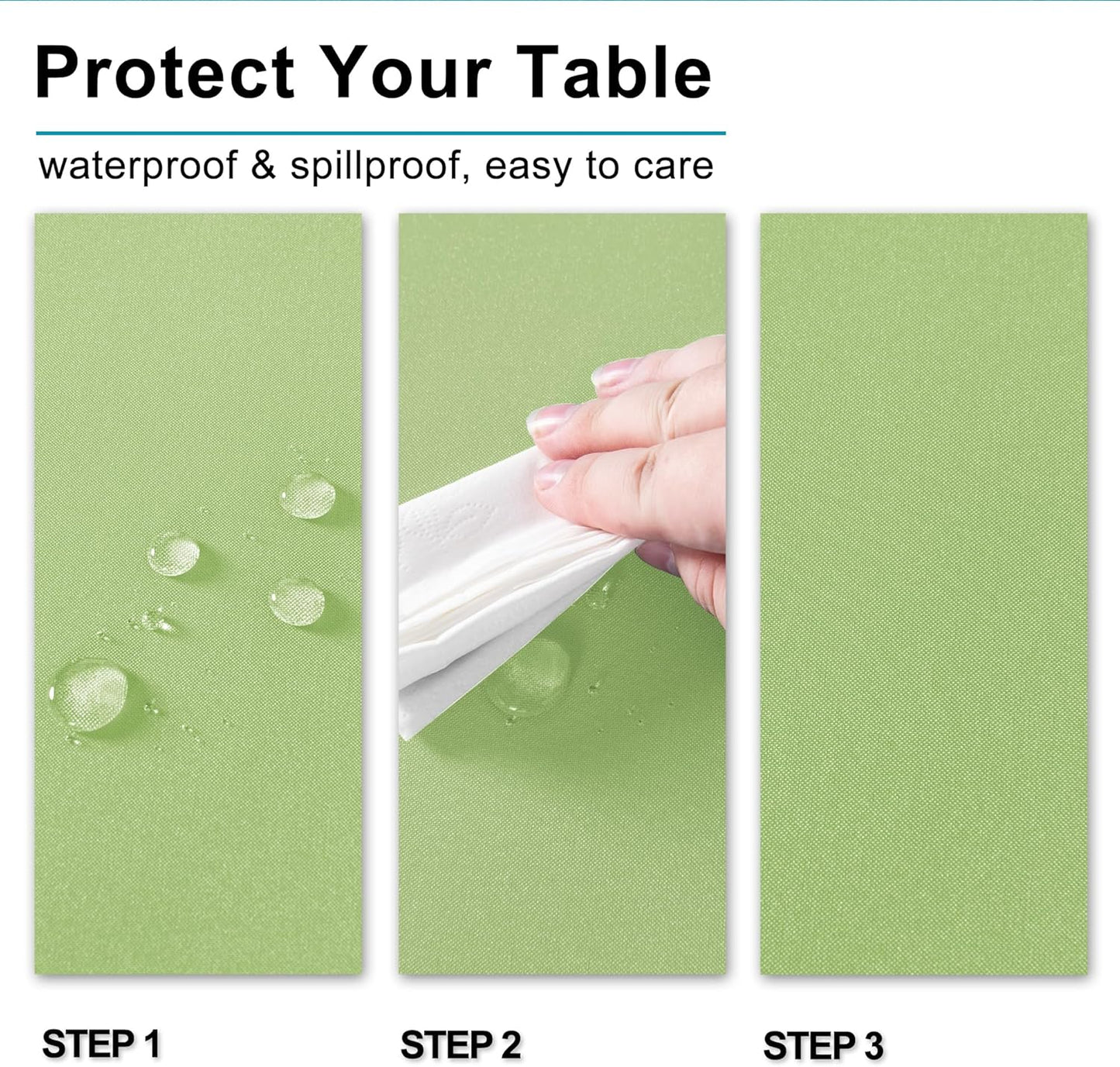 Hiasan Light Sage Tablecloth for Rectangle Tables - Waterproof Washable Polyester Fabric Table Cloth for Buffect Dining Birthday Party, 54 x 108 Inch
