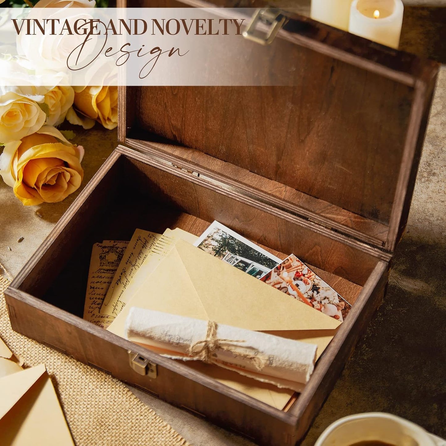 AW BRIDAL Personalized Wedding Keepsake Box with Lid, Wood Memory Storage box, Bridal Shower Gifts Anniversary Engagement Wedding Gifts for Couples Newlyweds//DK2201CPP37//