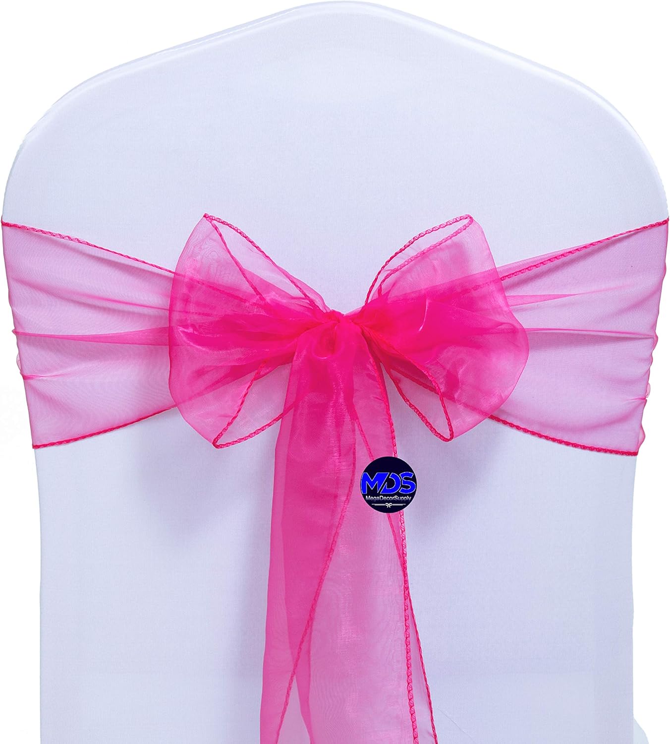 MDS Pack of 10 PCS Organza Chair Sashes Wider Dining Chair Bows Ribbon Tie Back for Wedding Party Birthday Bridal Shower Reception Event Banquet Home Chair Cover Decoration - Magenta