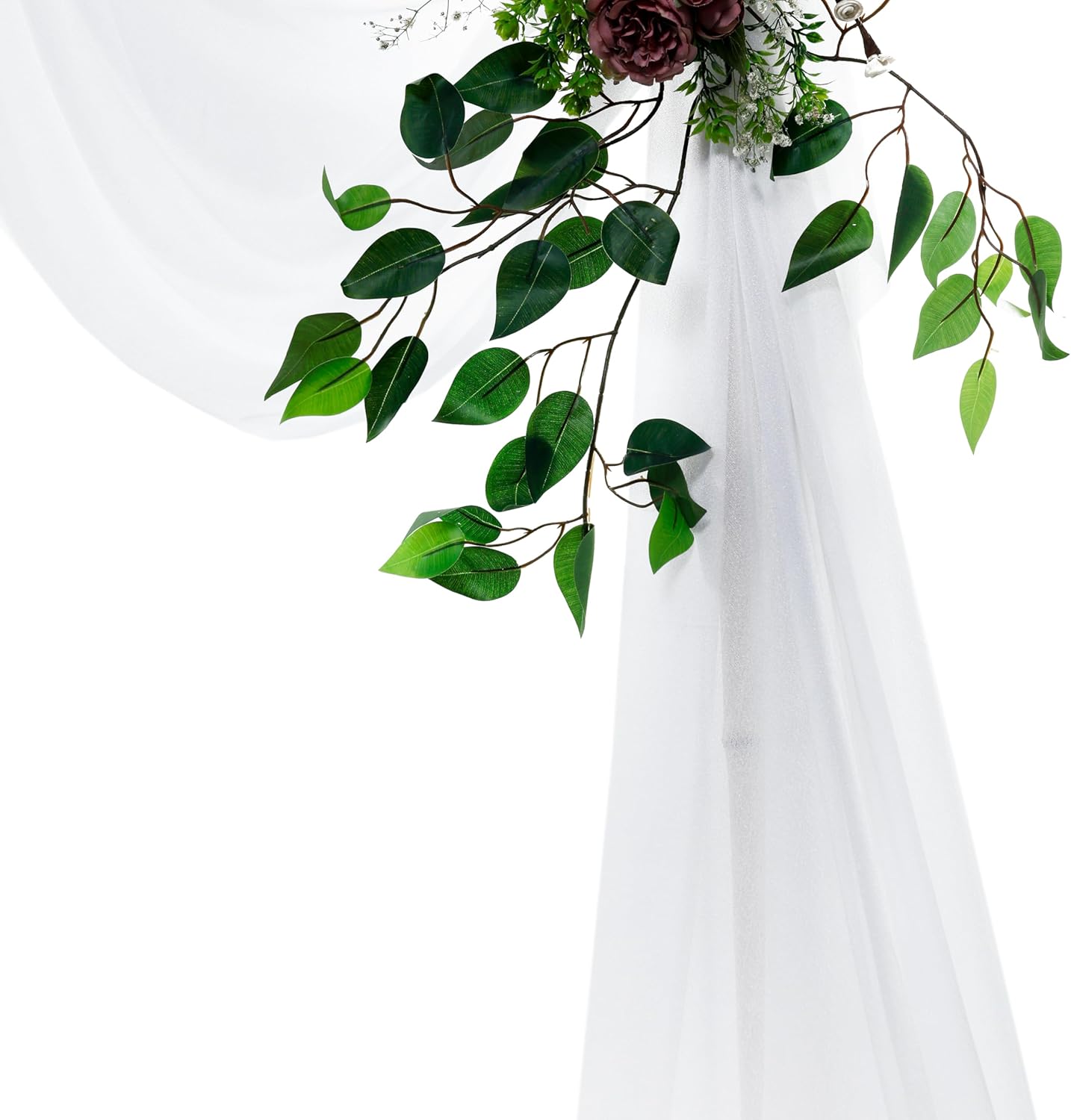 VDS Pack of 1 Panel (30 Inch X 30 Feet) Wedding Arch Draping Fabric Sheer Chiffon Fabric Drapery for Wedding Ceremony Reception Swag Backdrop Canopy Chuppah ARBO Altars Decoration (White)