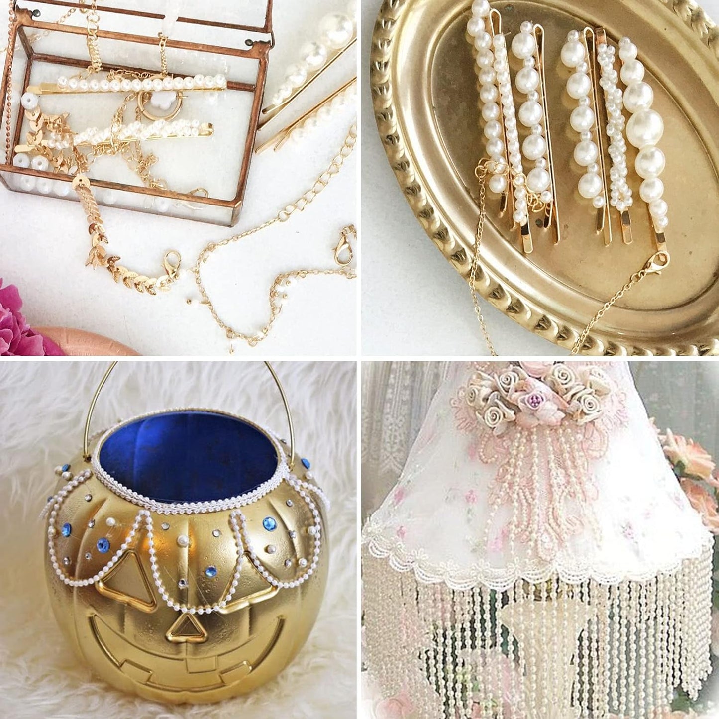 [177Feet] Pearl Beads Garland, 4MM 59 Yards Faux Pearl Beads String Roll Bulk for DIY Craft Wedding Party Christmas Tree Decoration