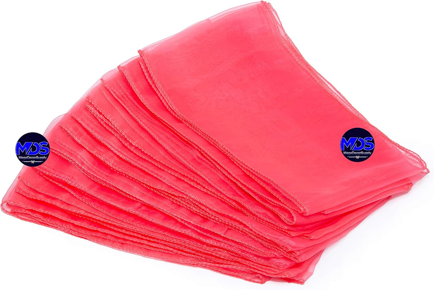 MDS Pack of 300 PCS Organza Chair Sashes Wider Dining Chair Bows Ribbon Tie Back for Wedding Party Birthday Bridal Shower Reception Event Banquet Home Chair Cover Decoration - Coral