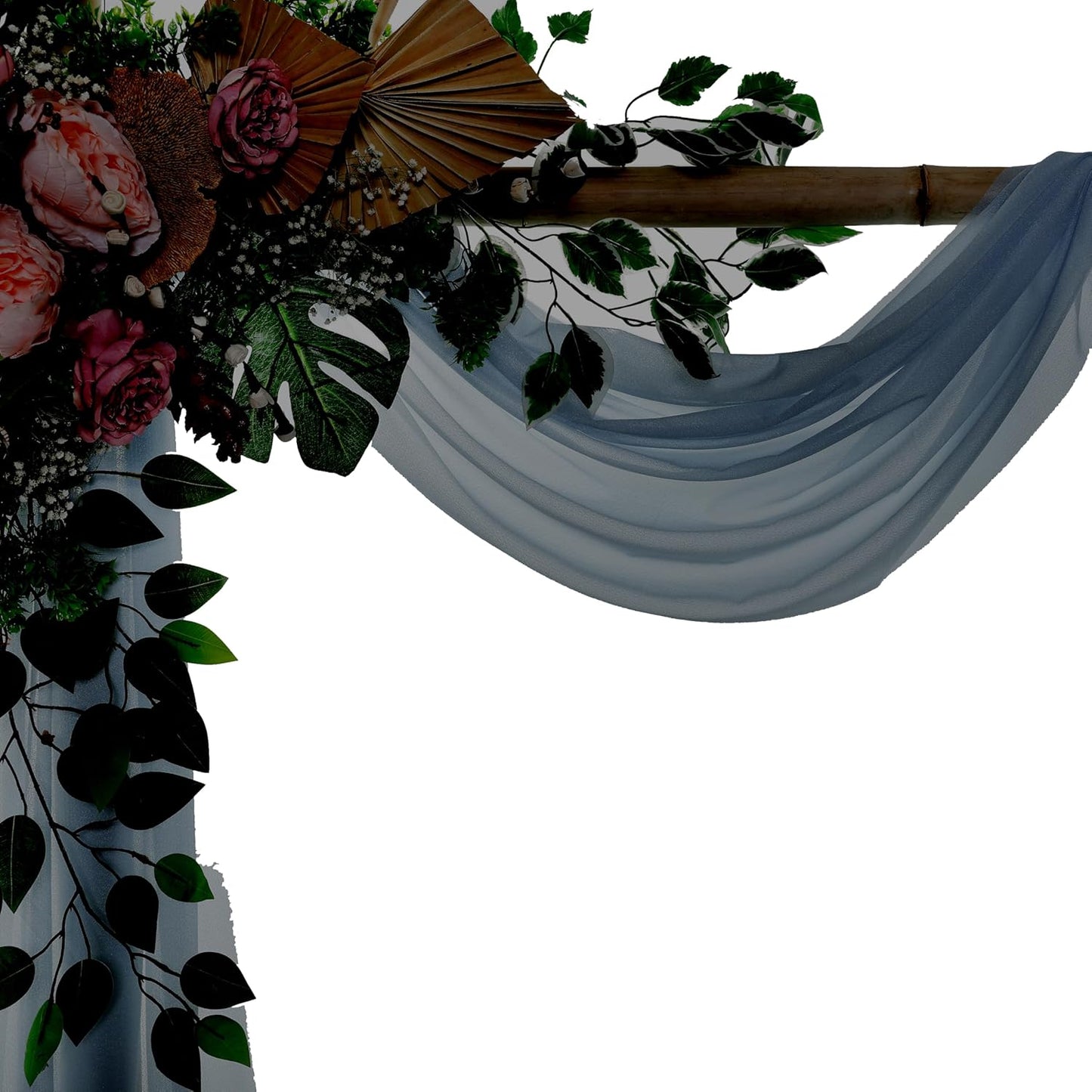 VDS Pack of 3 Panel (30 Inch X 20 Feet) Wedding Arch Draping Fabric Sheer Chiffon Fabric Drapery for Wedding Ceremony Reception Swag Backdrop Canopy Chuppah ARBO Altars Decoration (Dusty Blue)
