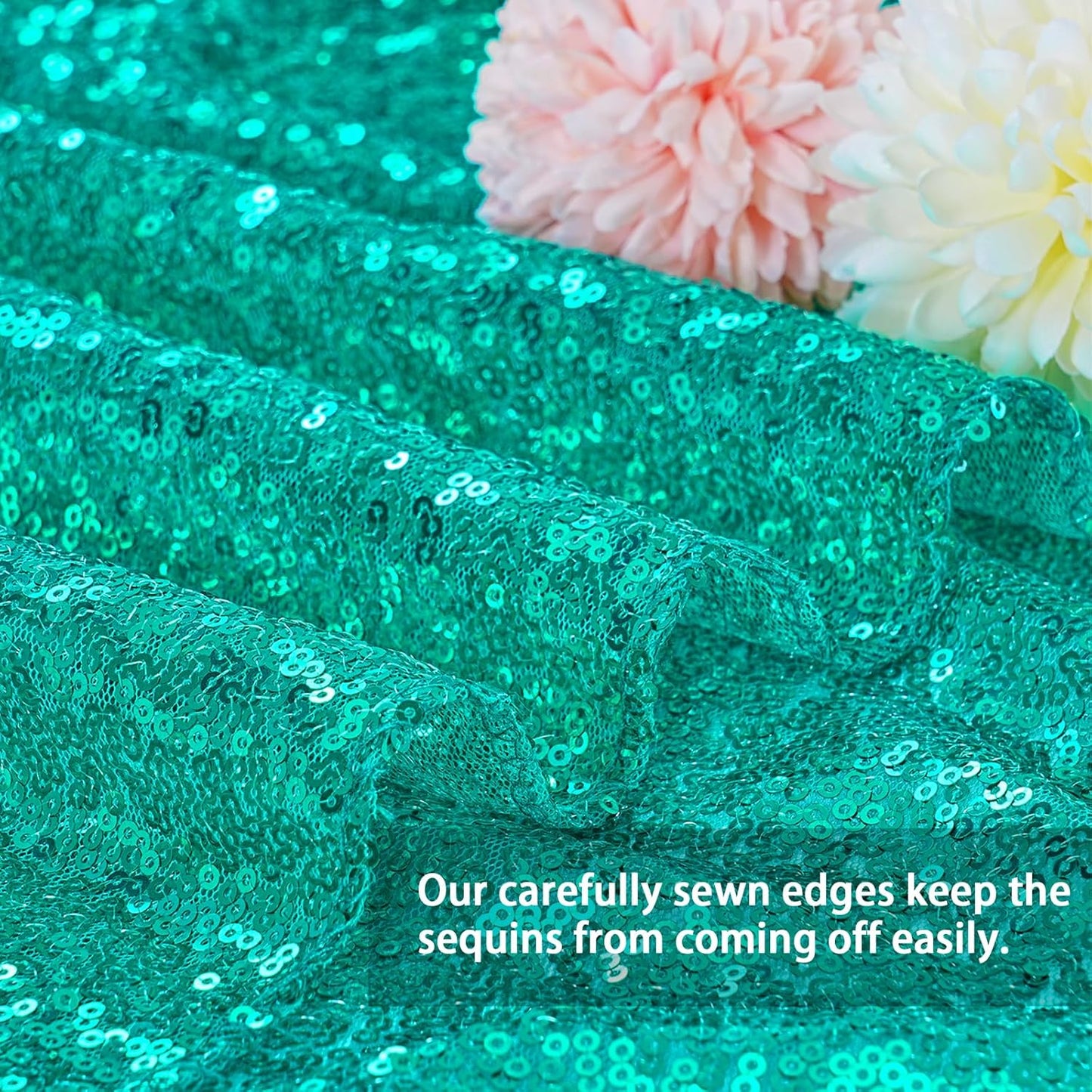 QueenDream Lake Green Tablecloth Sequin Fabric Table Cloths 90x156 Inch Mermaid Party Decorations Purple Overlay Drapes Birthday Party Ocean Decorations