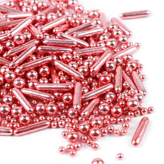 Rose Gold Sprinkles for Cake Decorating 7 Ounces, Rose Pearl Sugar Cupcake Toppings, Cookies, Ice Cream, 7Ounces Cake Decorationss Baking, Perfect for Wedding, New Year’S Eve, Christmas Party