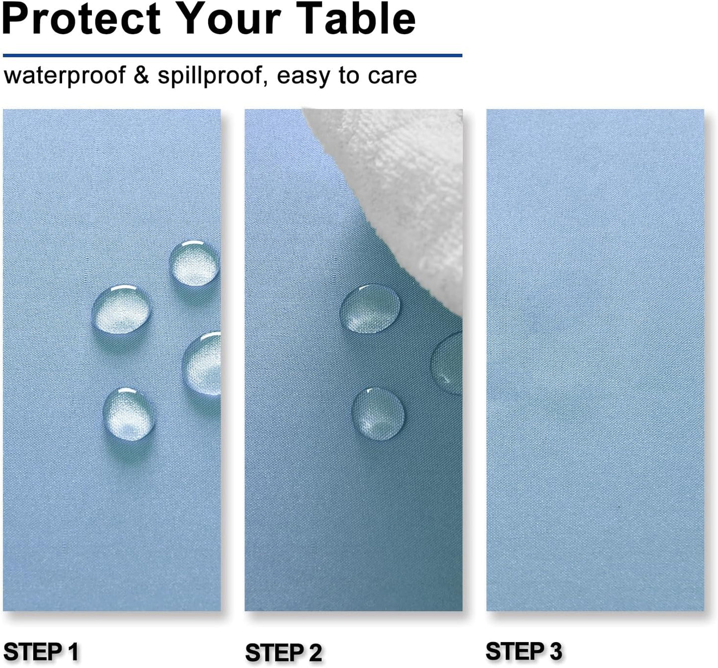 Hiasan Square Tablecloth - Waterproof and Spillproof Dining Room Washable Polyester Table Cloth for Dining Room, 30 x 30 Inch, Dusty Blue