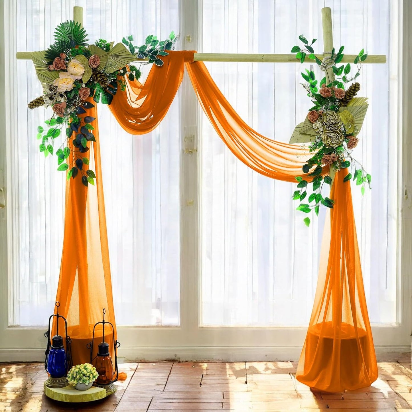 MDS Halloween Chiffon Draping Fabric - 1 Panel, 30" Wide x 40ft Long - Sheer Spooky Arbor & Canopy Drapery for Haunted House Backdrops, Party Ceilings, DIY Costumes & Themed Events - Orange